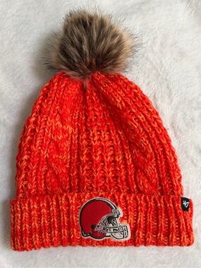NWOT ’47 Brand Cleveland Browns Women’s Orange Cable Knit Pom Beanie NFL